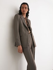 Reiss Black/Neutral Gabi Tailored Single Breasted Suit Blazer - Image 7 of 9