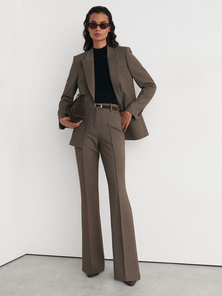 Reiss Black/Neutral Gabi Flared Suit Trousers - Image 1 of 6 Reiss Black/Neutral Gabi Flared Suit Trousers - Image 1 of 6