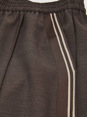Reiss Taupe Neutral Marlow Petite Mélange Side-Stripe Wide-Leg Trousers - Image 7 of 8