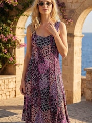 Roman Pink Peacock Print Panel Dress - Image 2 of 4