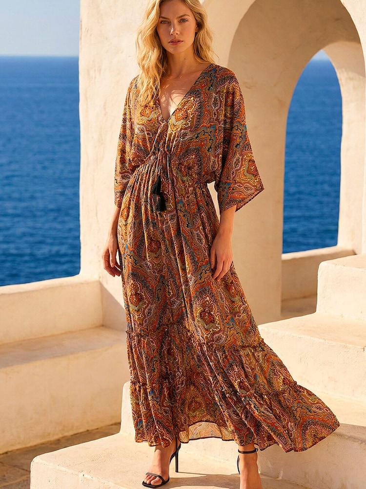 Roman Paisley Boho Print Maxi Dress - Image 1 of 4 Roman Paisley Boho Print Maxi Dress - Image 1 of 4