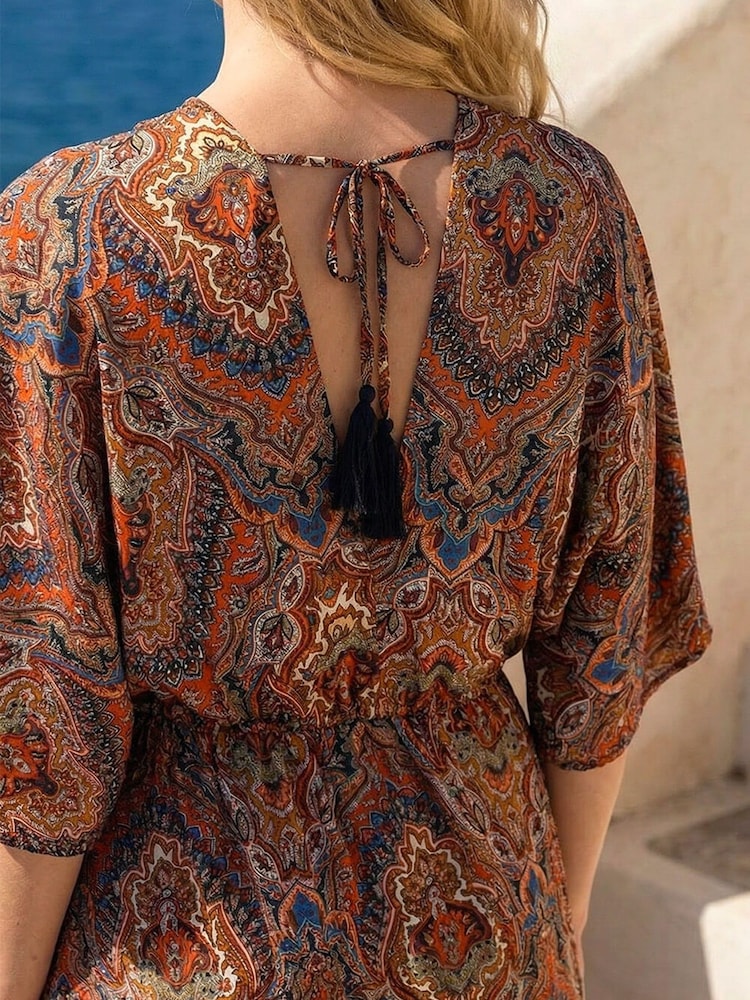Roman Paisley Boho Print Maxi Dress - Image 4 of 4 Roman Paisley Boho Print Maxi Dress - Image 4 of 4