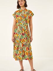 Roman Fruit Print Belted Midi Dress - Imagen 3 de 5