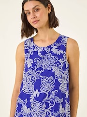 Roman Blue Floral Sequin Vest Top - Image 4 of 5