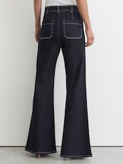 Reiss Indigo Blue Sakura Tall Patch-Pocket Flared Jeans - Image 5 of 7