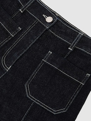 Reiss Indigo Blue Sakura Tall Patch-Pocket Flared Jeans - Image 6 of 7