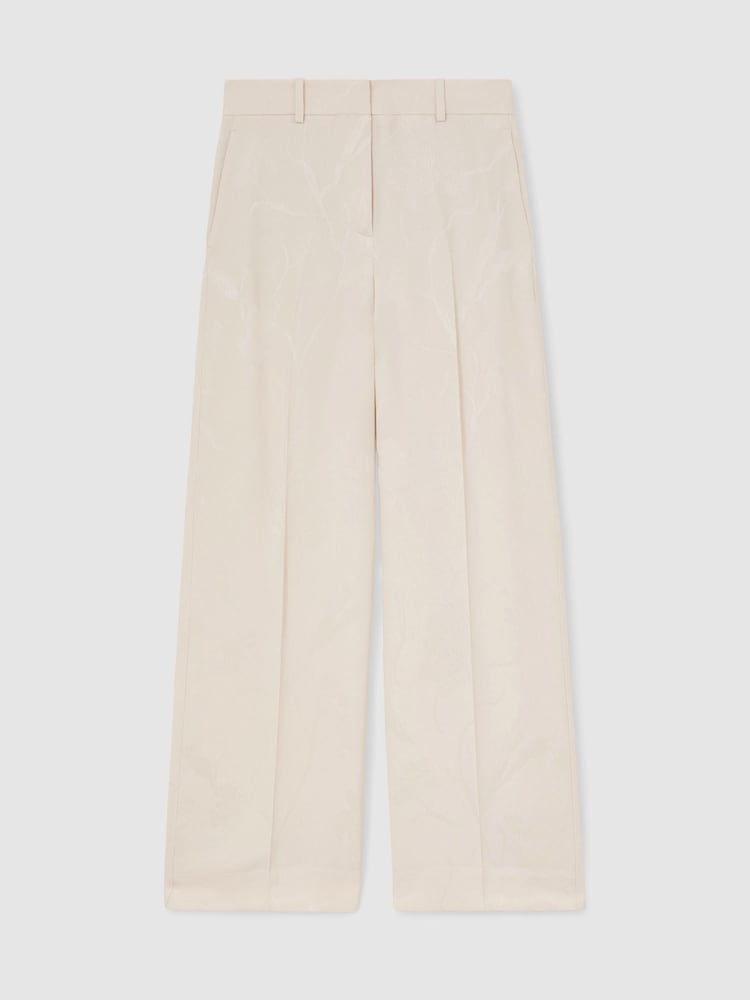 Reiss White Ottie Jacquard Wide-Leg Suit Trousers - Image 2 of 8 Reiss White Ottie Jacquard Wide-Leg Suit Trousers - Image 2 of 8