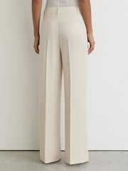 Reiss White Ottie Jacquard Wide-Leg Suit Trousers - Image 5 of 8