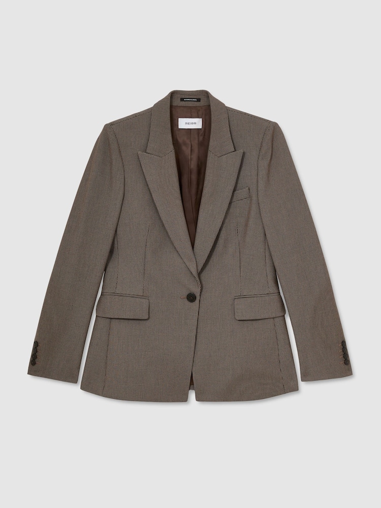 Reiss Black/Neutral Gabi Petite Tailored Single Breasted Suit Blazer - Image 2 of 9 Reiss Black/Neutral Gabi Petite Tailored Single Breasted Suit Blazer - Image 2 of 9