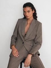 Reiss Black/Neutral Gabi Petite Tailored Single Breasted Suit Blazer - Image 4 of 9