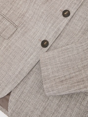 Reiss Neutral Check Gia Wool-Blend Check Collarless Blazer - Image 8 of 8