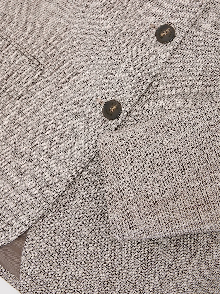 Reiss Neutral Check Gia Wool-Blend Check Collarless Blazer - Image 8 of 8 Reiss Neutral Check Gia Wool-Blend Check Collarless Blazer - Image 8 of 8