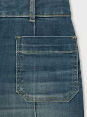 Reiss Mid Blue Sakura Tall Patch-Pocket Flared Jeans - Image 7 of 8