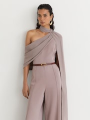 Reiss Carrie One-Shoulder-Jumpsuit mit drapiertem Design und weitem Bein - Bild 1 von 7