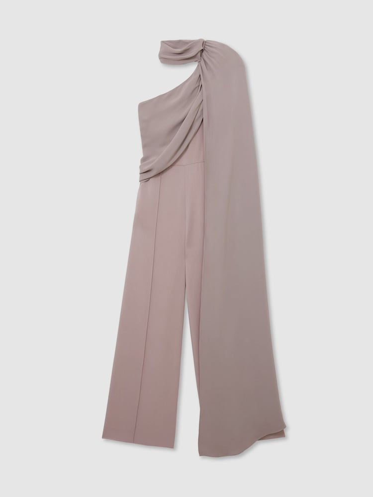 Reiss Carrie One-Shoulder-Jumpsuit mit drapiertem Design und weitem Bein - Bild 2 von 7