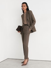 Reiss Black/Neutral Gabi Petite Slim-Fit Suit Trousers - Image 1 of 7