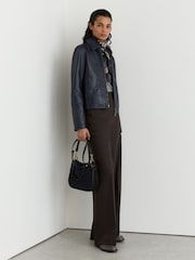 Reiss Sorina Leather Zip-Through Moto Jacket - Εικόνα 10 του 11