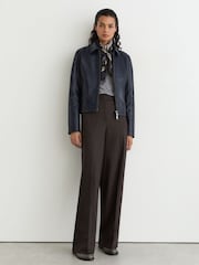 Reiss Sorina Leather Zip-Through Moto Jacket - Εικόνα 5 του 11