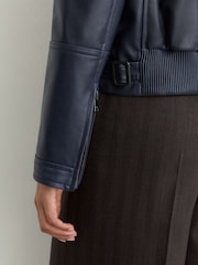 Reiss Sorina Leather Zip-Through Moto Jacket - Εικόνα 6 του 11