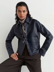 Reiss Sorina Leather Zip-Through Moto Jacket - Εικόνα 7 του 11