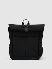 Reiss Black Pascal Technical Roll-Top Backpack - Image 1 of 4