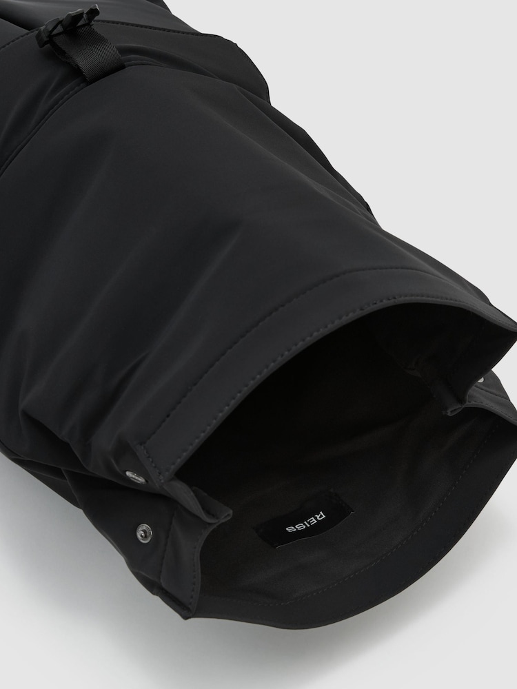 Reiss Black Pascal Technical Roll-Top Backpack - Image 2 of 4 Reiss Black Pascal Technical Roll-Top Backpack - Image 2 of 4