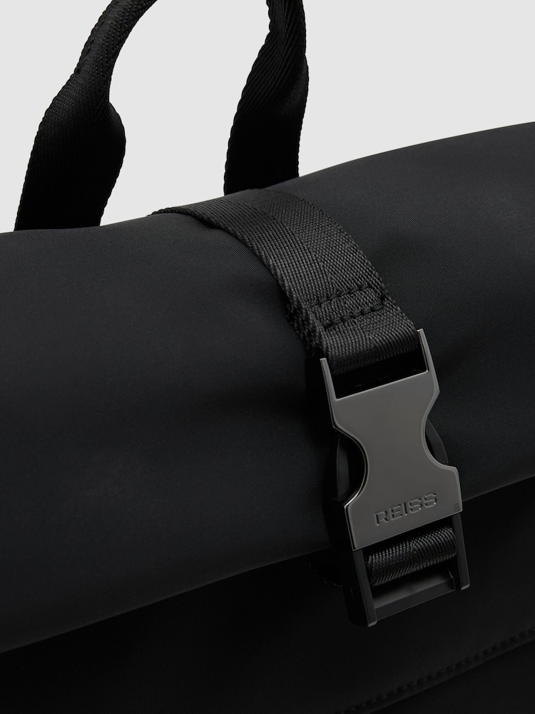 Reiss Black Pascal Technical Roll-Top Backpack - Image 4 of 4 Reiss Black Pascal Technical Roll-Top Backpack - Image 4 of 4