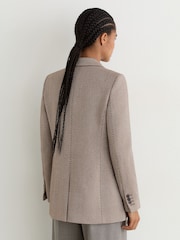 Reiss Taupe Neutral Aubrey Wool-Blend Textured Double-Breasted Blazer - Image 7 of 9