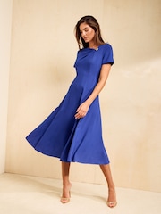 Кобальт көк - Friends Like These Seam Detail Hardware Midi Dress - 4суретінің 3 суреті