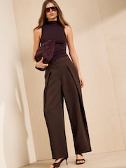 Friends Like These Brown Petite Barrel Trousers - Image 1 of 5