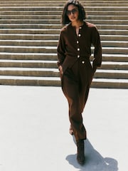 Friends Like These Brown Petite Barrel Trousers - Image 4 of 5