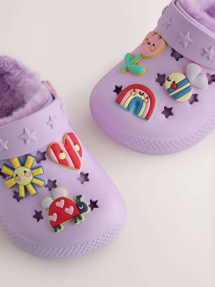 Purple Faux Fur Lined Clog Slippers - Image 5 of 5 Purple Faux Fur Lined Clog Slippers - Image 5 of 5