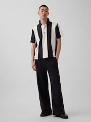 Gap x OuiGap Black/White Stripe Relaxed Pique Polo Shirt - Image 4 of 5