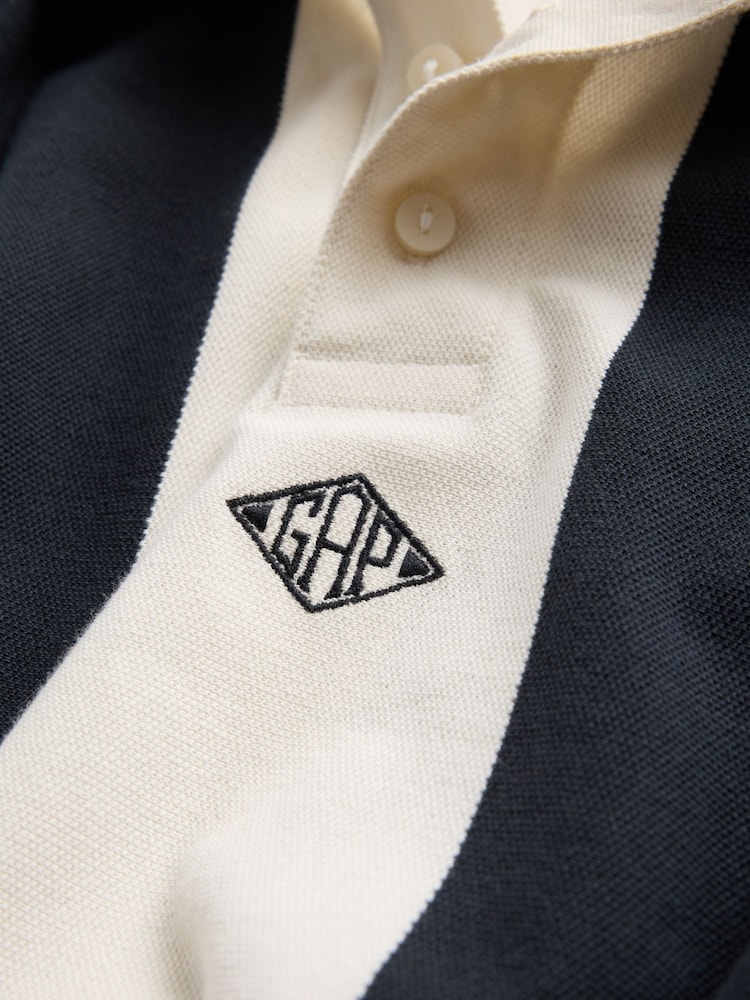 Gap x OuiGap Black/White Stripe Relaxed Pique Polo Shirt - Image 5 of 5
