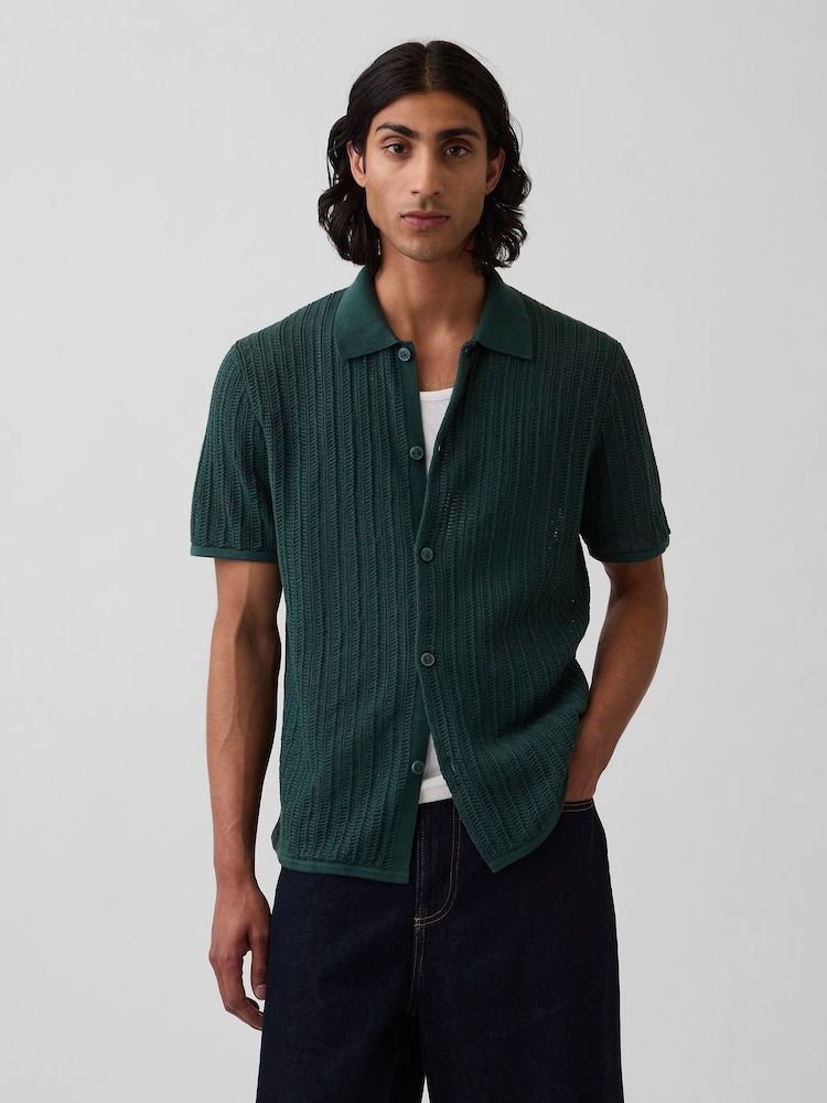 Gap Textured Relaxed Crochet Shirt - Imagen 1 de 8