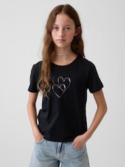 Gap Black Bubble Heart Graphic Short Sleeve T-Shirt (4-13yrs) - Image 1 of 4