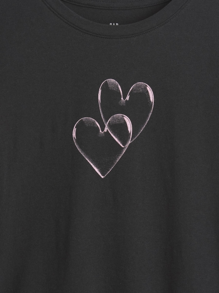 Gap Black Bubble Heart Graphic Short Sleeve T-Shirt (4-13yrs) - Image 4 of 4 Gap Black Bubble Heart Graphic Short Sleeve T-Shirt (4-13yrs) - Image 4 of 4