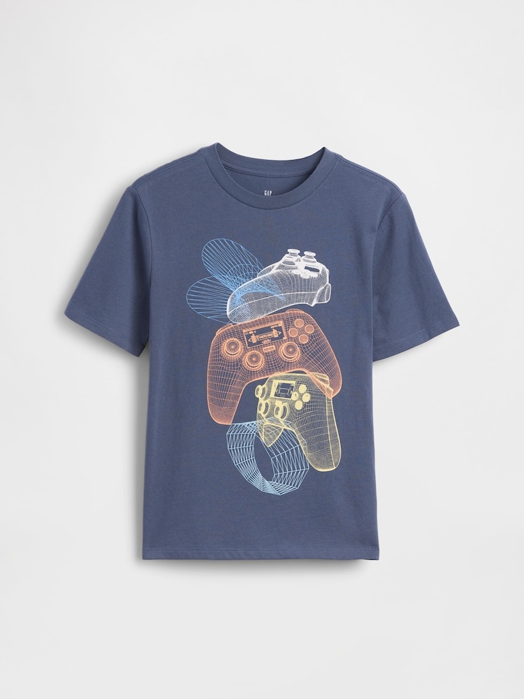 Blue Controllor Graphic Short Sleeve T-Shirt (4-13yrs) - Image 1 of 2 Blue Controllor Graphic Short Sleeve T-Shirt (4-13yrs) - Image 1 of 2