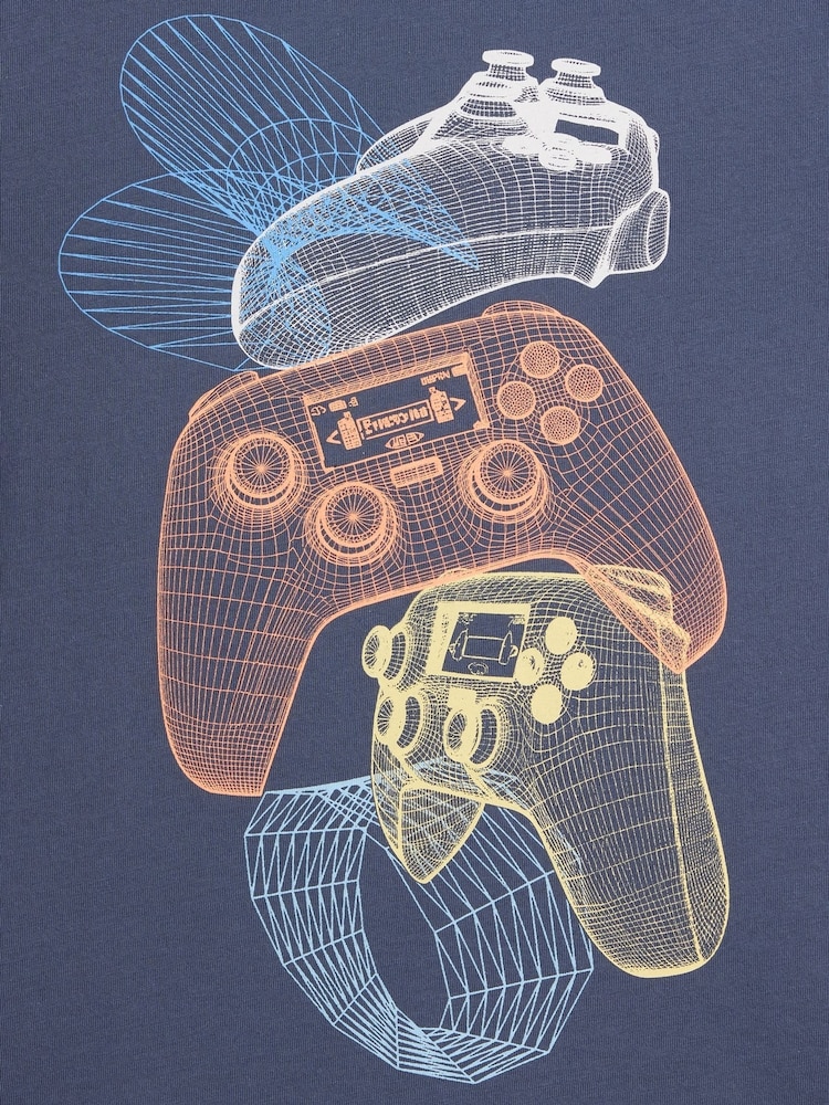 Blue Controllor Graphic Short Sleeve T-Shirt (4-13yrs) - Image 2 of 2 Blue Controllor Graphic Short Sleeve T-Shirt (4-13yrs) - Image 2 of 2
