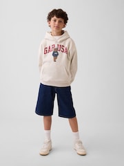 Gap Beige VintageSoft Relaxed Brannan Bear Logo Hoodie (4-13yrs) - Image 3 of 4
