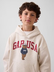 Gap Beige VintageSoft Relaxed Brannan Bear Logo Hoodie (4-13yrs) - Image 4 of 4