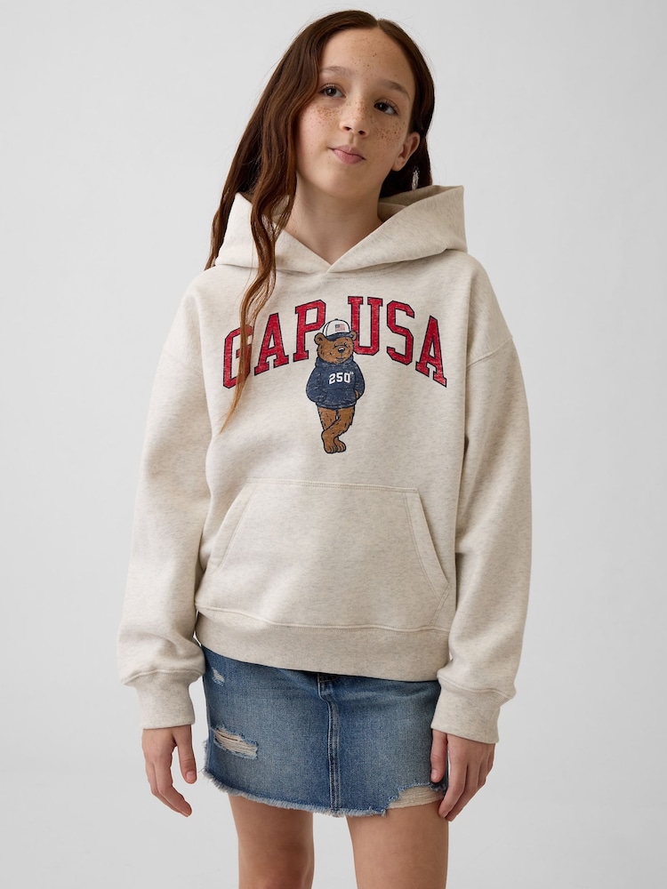 Gap Beige VintageSoft Relaxed Brannan Bear Logo Hoodie (4-13yrs) - Image 4 of 4 Gap Beige VintageSoft Relaxed Brannan Bear Logo Hoodie (4-13yrs) - Image 4 of 4