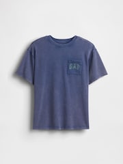 Gap Washed Blue Brannan Bear Relaxed Heavyweigth Logo Short Sleeve T-Shirt (4-13yrs) - Image 2 of 3