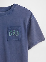 Gap Washed Blue Brannan Bear Relaxed Heavyweigth Logo Short Sleeve T-Shirt (4-13yrs) - Image 3 of 3