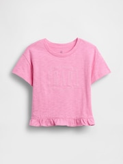 Gap Pink Ruffle-Hem Logo T-Shirt (6mths-5yrs) - Image 1 of 3