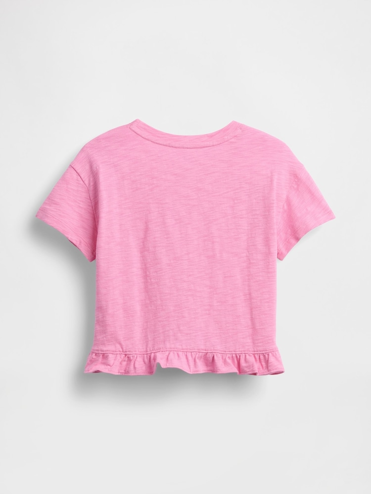 Gap Pink Ruffle-Hem Logo T-Shirt (6mths-5yrs) - Image 2 of 3 Gap Pink Ruffle-Hem Logo T-Shirt (6mths-5yrs) - Image 2 of 3