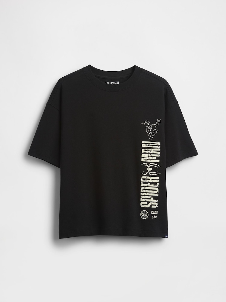Schwarz/Spiderman - Gap Marvel Oversized Graphic Short Sleeve T-Shirt (4-13yrs) - Bild 1 von 3