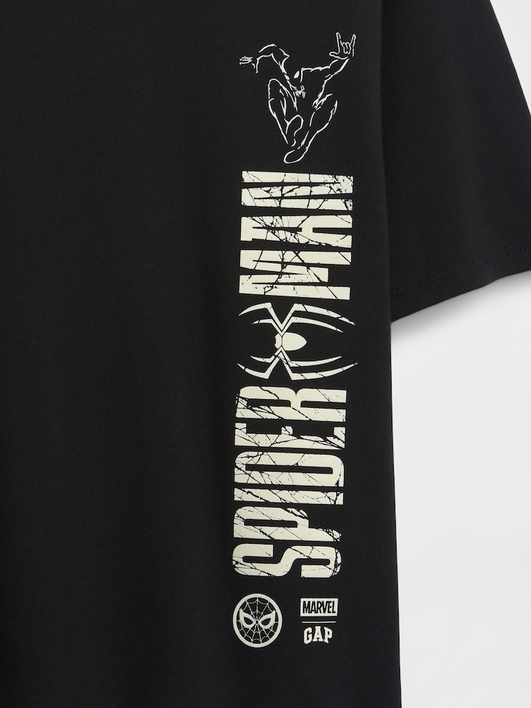 Schwarz/Spiderman - Gap Marvel Oversized Graphic Short Sleeve T-Shirt (4-13yrs) - Bild 3 von 3