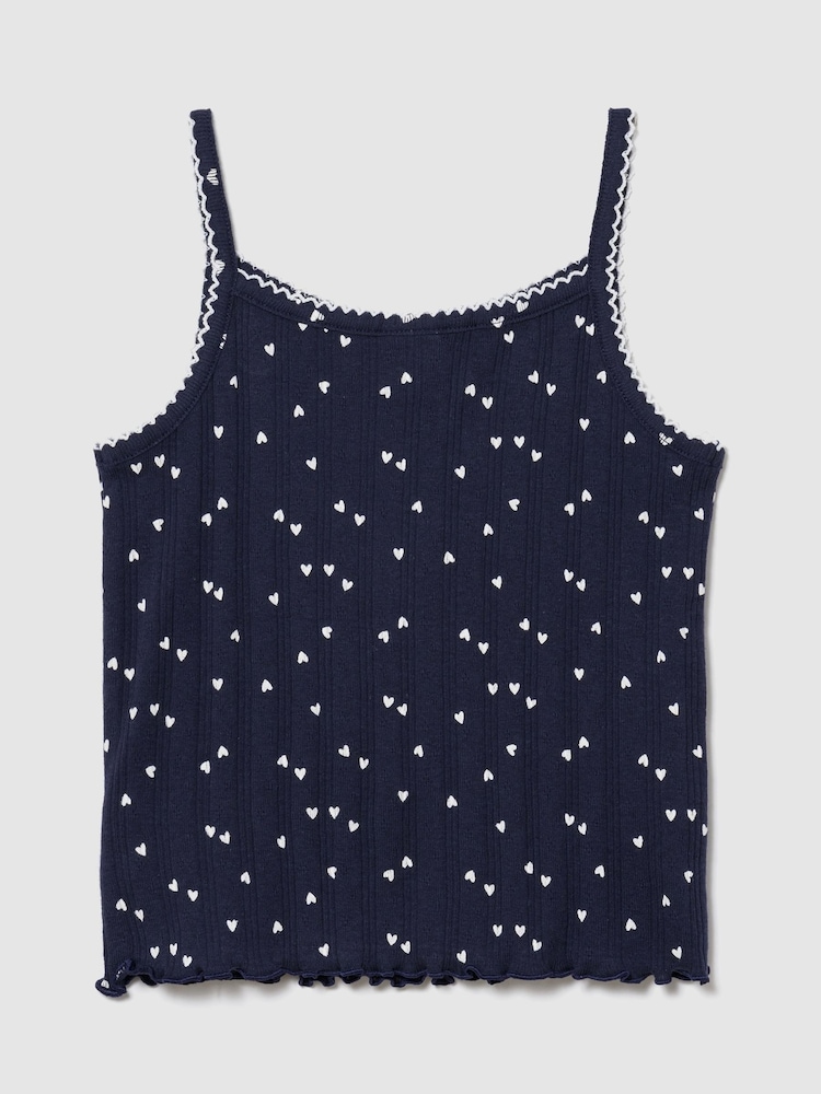 Gap Navy Heart Pointelle Cami Top (6mths-5yrs) - Image 2 of 3 Gap Navy Heart Pointelle Cami Top (6mths-5yrs) - Image 2 of 3