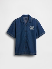 Gap Dark Wash Denim Relaxed New York Logo Short Sleeve Shirt (4-13yrs) - Image 4 of 4